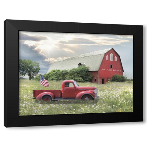 God Bless America    Black Modern Wood Framed Art Print with Double Matting by Deiter, Lori