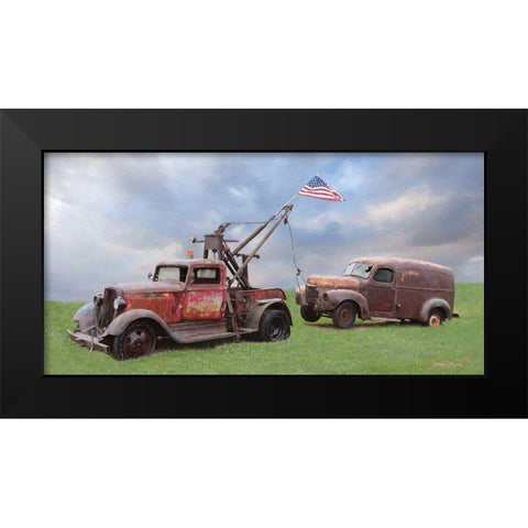 Two Truck Rescue Black Modern Wood Framed Art Print by Deiter, Lori