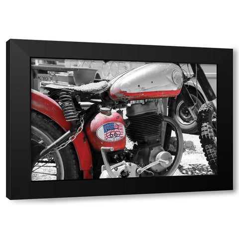 Route 66 Motorcycle Black Modern Wood Framed Art Print with Double Matting by Deiter, Lori