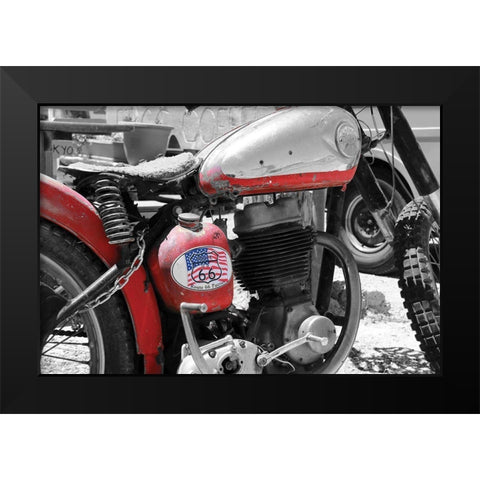 Route 66 Motorcycle Black Modern Wood Framed Art Print by Deiter, Lori