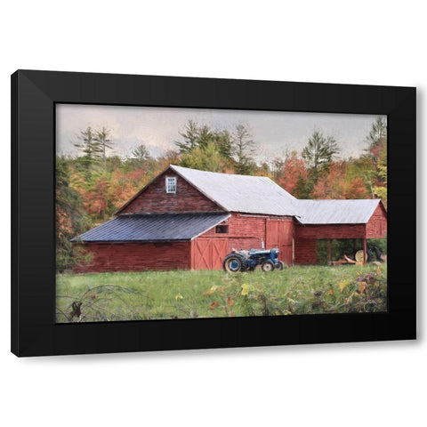 Red Adirondack Barn Black Modern Wood Framed Art Print with Double Matting by Deiter, Lori