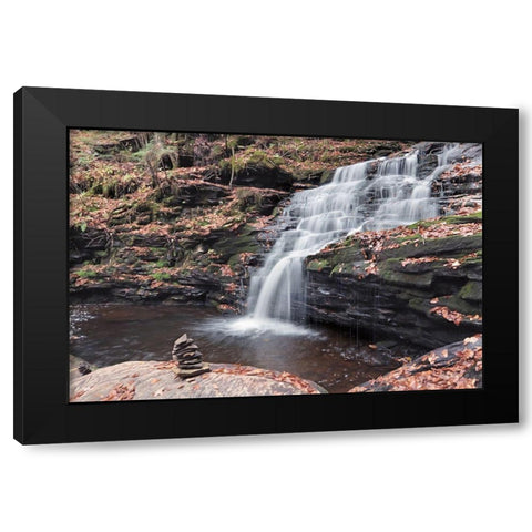 Peaceful Day at Mohican Falls Black Modern Wood Framed Art Print with Double Matting by Deiter, Lori
