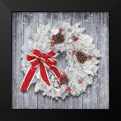 Christmas Wreath Black Modern Wood Framed Art Print by Deiter, Lori