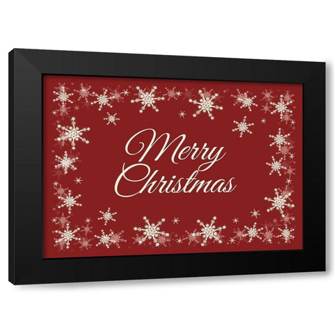 Merry Christmas Snowflakes Black Modern Wood Framed Art Print by Deiter, Lori