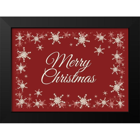 Merry Christmas Snowflakes Black Modern Wood Framed Art Print by Deiter, Lori