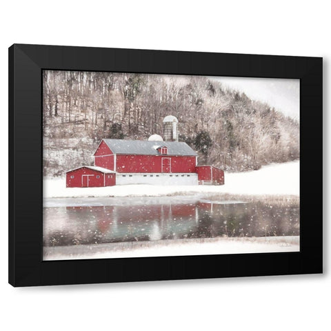 Belleville Snowy Barn Black Modern Wood Framed Art Print with Double Matting by Deiter, Lori