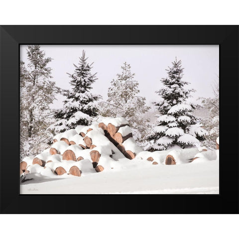 Snowy Logs     Black Modern Wood Framed Art Print by Deiter, Lori