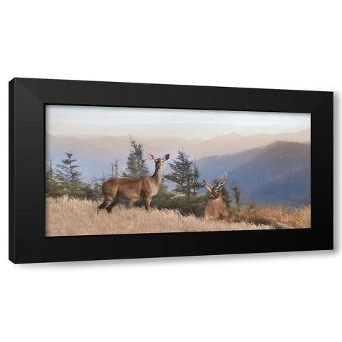 Cascade Mountain Deer Black Modern Wood Framed Art Print by Deiter, Lori
