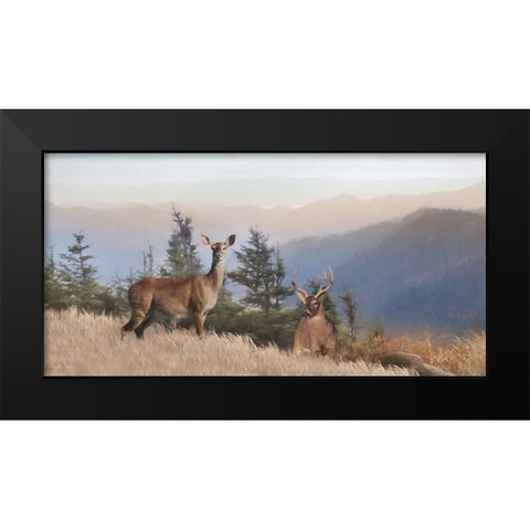 Cascade Mountain Deer Black Modern Wood Framed Art Print by Deiter, Lori
