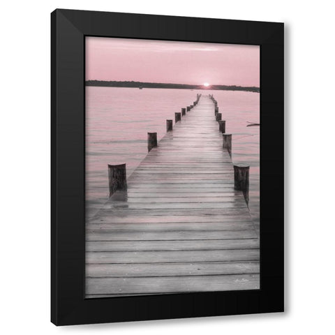Pink Sunset at the Dock Black Modern Wood Framed Art Print with Double Matting by Deiter, Lori