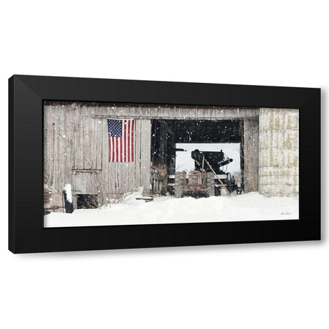 Winter at Patriotic Barn Black Modern Wood Framed Art Print by Deiter, Lori