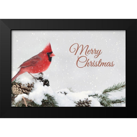 Merry Christmas Cardinal Black Modern Wood Framed Art Print by Deiter, Lori