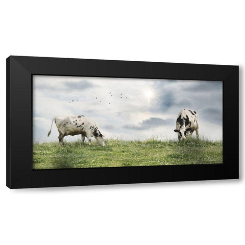 Grazing Dairy Cattle Black Modern Wood Framed Art Print by Deiter, Lori