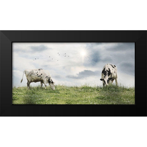 Grazing Dairy Cattle Black Modern Wood Framed Art Print by Deiter, Lori