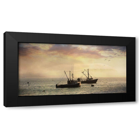 Bar Harbor Lobster Boats Black Modern Wood Framed Art Print by Deiter, Lori