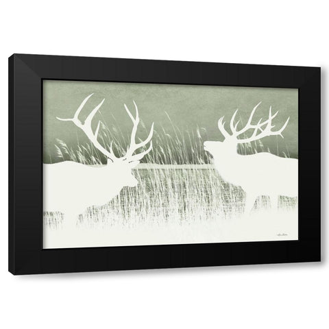Elk Silhouettes Black Modern Wood Framed Art Print with Double Matting by Deiter, Lori