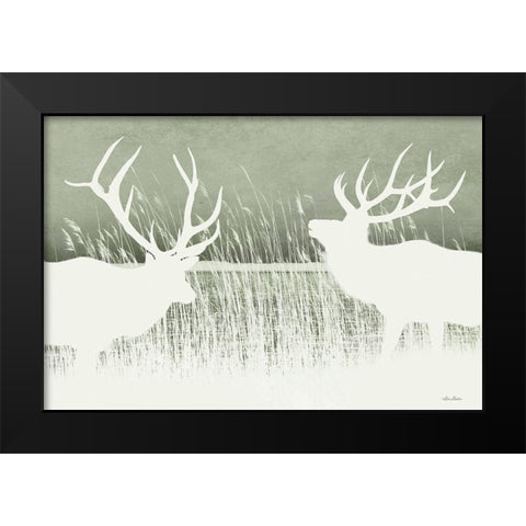 Elk Silhouettes Black Modern Wood Framed Art Print by Deiter, Lori