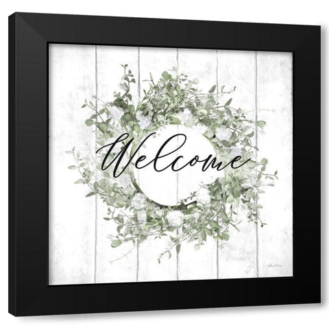 Welcome Wreath Black Modern Wood Framed Art Print by Deiter, Lori