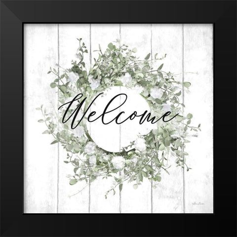 Welcome Wreath Black Modern Wood Framed Art Print by Deiter, Lori