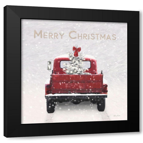 Merry Christmas Truck Black Modern Wood Framed Art Print by Deiter, Lori