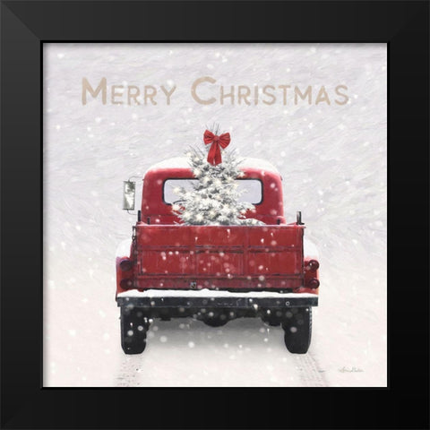 Merry Christmas Truck Black Modern Wood Framed Art Print by Deiter, Lori