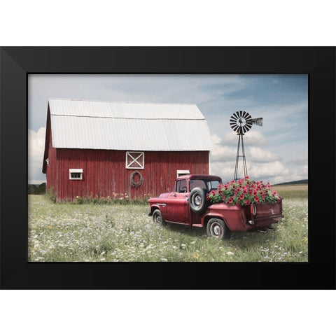 Little Red Barn Black Modern Wood Framed Art Print by Deiter, Lori