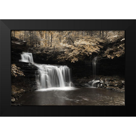 Golden Waterfall I Black Modern Wood Framed Art Print by Deiter, Lori