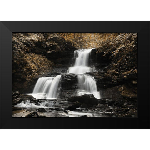 Golden Waterfall II Black Modern Wood Framed Art Print by Deiter, Lori