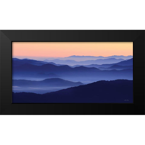 Waves of Misty Blues Black Modern Wood Framed Art Print by Deiter, Lori