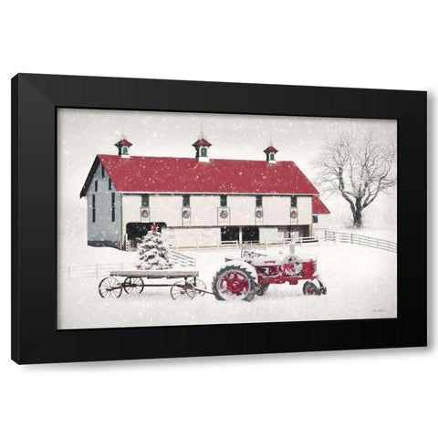 Red and White Christmas Barn Black Modern Wood Framed Art Print by Deiter, Lori
