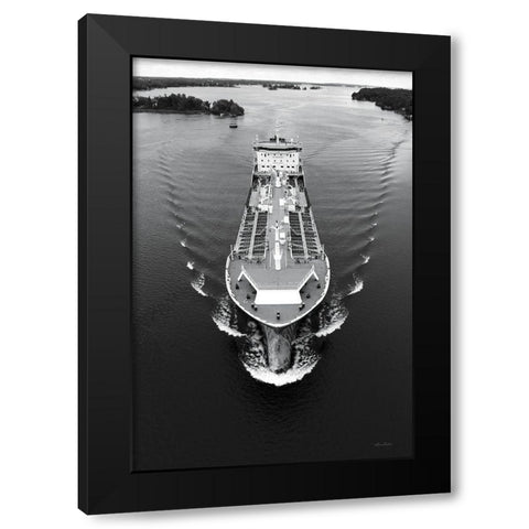 Marking Waves Black Modern Wood Framed Art Print with Double Matting by Deiter, Lori