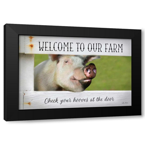Welcome Pig Black Modern Wood Framed Art Print with Double Matting by Deiter, Lori