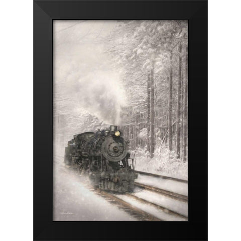 Snowy Locomotive Black Modern Wood Framed Art Print by Deiter, Lori