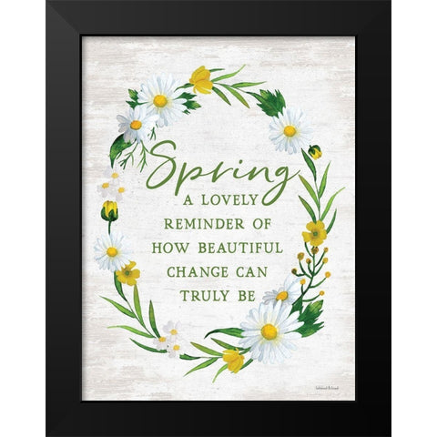 Spring Reminder Black Modern Wood Framed Art Print by Lettered and Lined