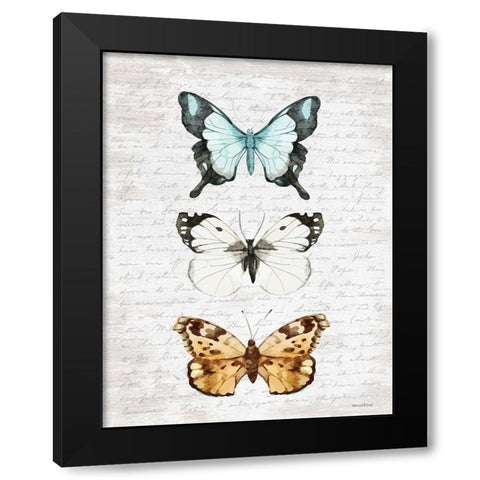 Butterfly Trio Black Modern Wood Framed Art Print by Lettered and Lined