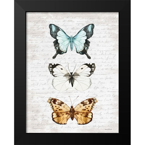 Butterfly Trio Black Modern Wood Framed Art Print by Lettered and Lined