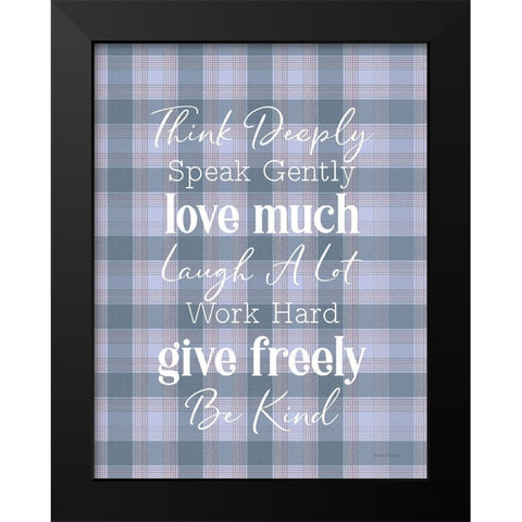 Think Deeply Black Modern Wood Framed Art Print by Lettered and Lined