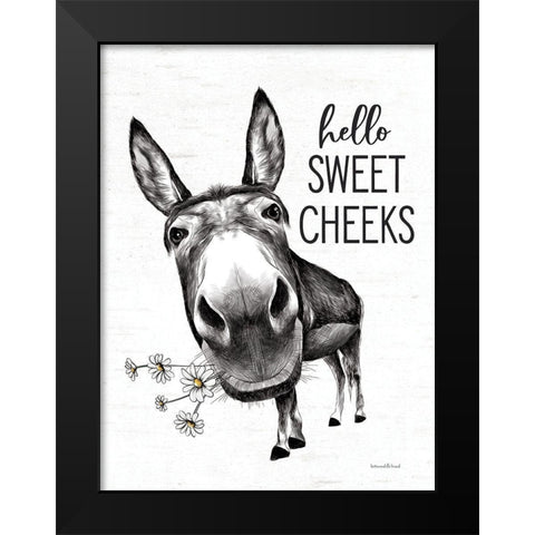 Hello Sweet Cheeks Donkey Black Modern Wood Framed Art Print by Lettered and Lined