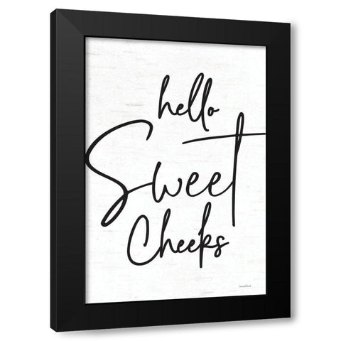 Hello Sweet Cheeks Black Modern Wood Framed Art Print with Double Matting by Lettered and Lined