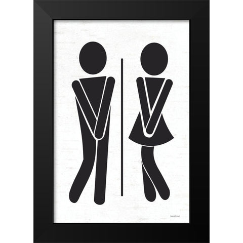 Unisex Bathroom Black Modern Wood Framed Art Print by Lettered and Lined