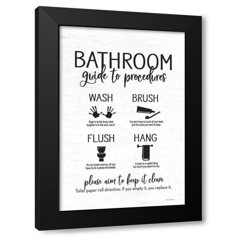 Bathroom Guide Black Modern Wood Framed Art Print with Double Matting by Lettered and Lined