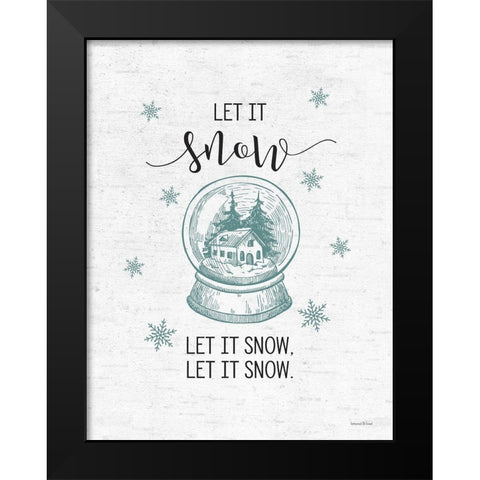Let It Snow Black Modern Wood Framed Art Print by Lettered and Lined