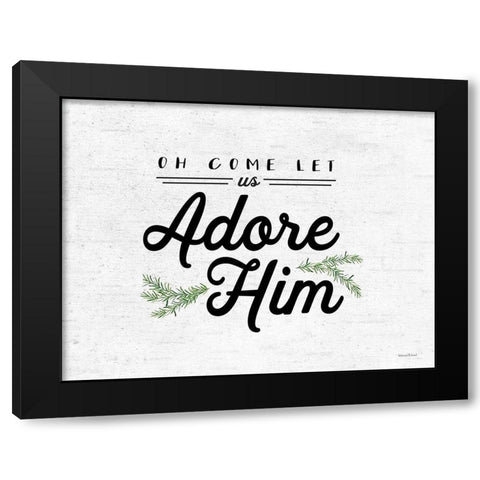Oh Come Let Us Adore Him Black Modern Wood Framed Art Print with Double Matting by Lettered and Lined