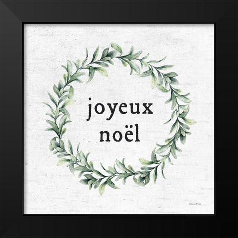 Joyeux Noel Black Modern Wood Framed Art Print by Lettered and Lined