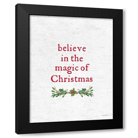 Believe in the Magic of Christmas Black Modern Wood Framed Art Print by Lettered and Lined
