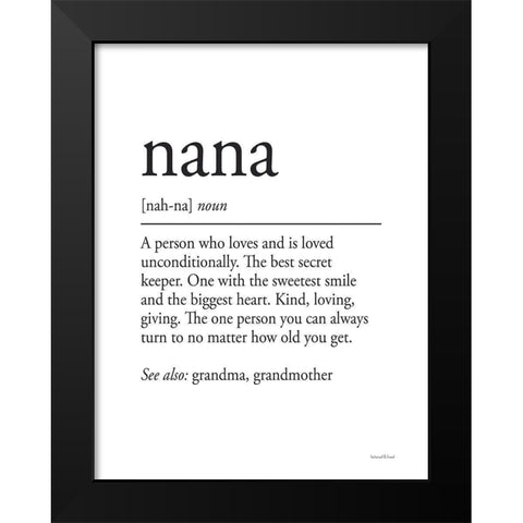 Nana Definition Black Modern Wood Framed Art Print by Lettered and Lined