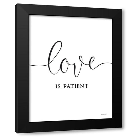 Love is Patient Black Modern Wood Framed Art Print by Lettered and Lined