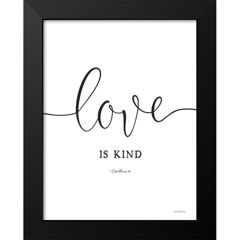 Love is Kind Black Modern Wood Framed Art Print by Lettered and Lined