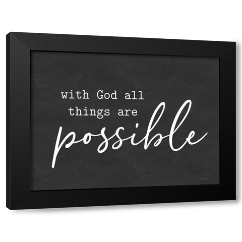 With God All Things Are Possible Black Modern Wood Framed Art Print with Double Matting by lettered And lined
