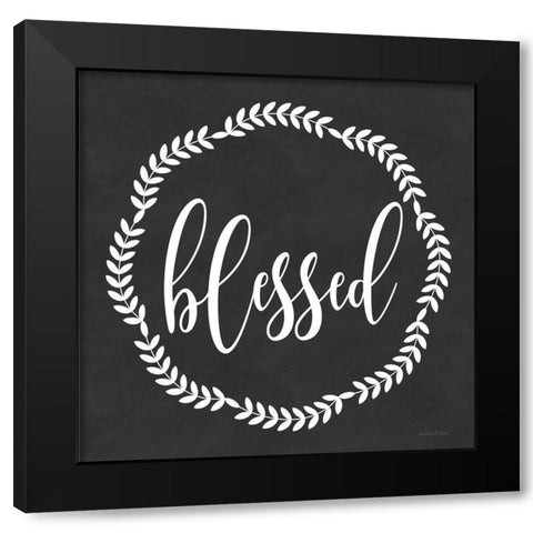 Blessed Black Modern Wood Framed Art Print with Double Matting by lettered And lined